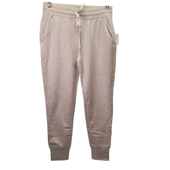 Daily Ritual Women's Cozy Knit Drawstring Jogger Pant Ivory/Light Brown Medium - Picture 1 of 11